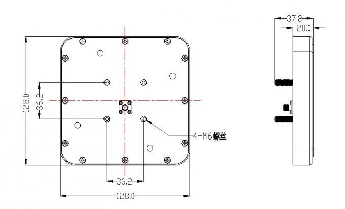 Größen-doppelter wasserdichter Entwurf Gewinn 6dBic UHF kleine RFID Antennen-128*128*20MM
